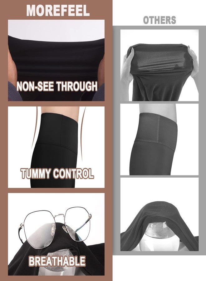 MOREFEEL 3 Pack Buttery Soft Biker Shorts for Women – 8" High Waist Tummy Control Workout Yoga Running Gym Athletic Shorts Black Black Black - Image 5